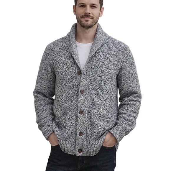 Faherty Other - Faherty Mans Sz L Shawl Cardigan GrayCashmere Blend Heritage Preppy Old Money